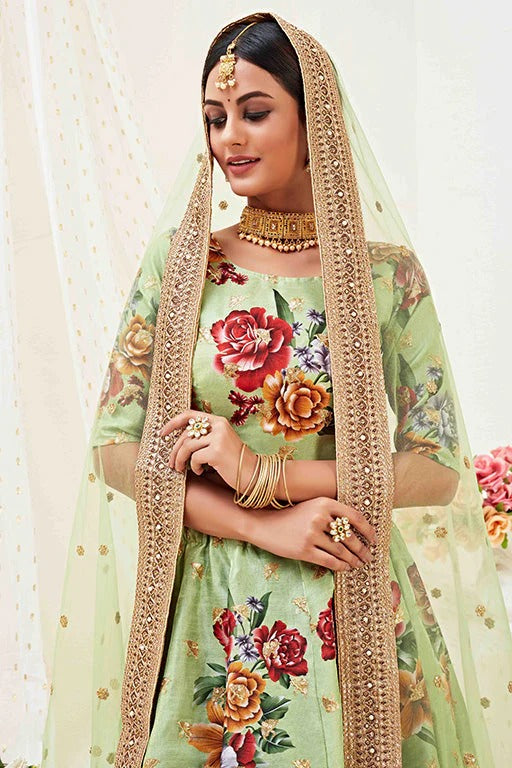 Pista Green Banglori Satin Designer Lehenga Choli NCLC12410134