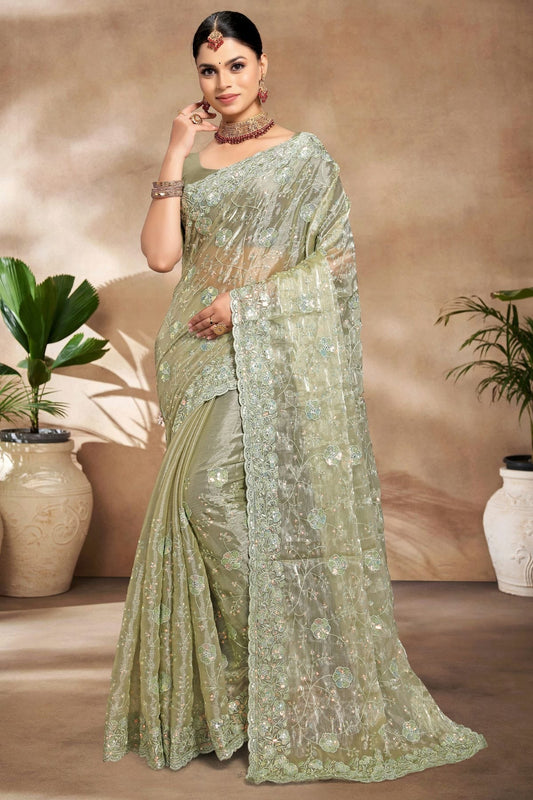 Pista Green Burberry Silk Designer Saree NCSD10910172
