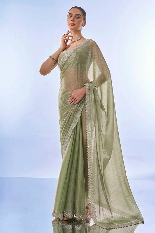 Pista Green Burburry Saree NCSD11112454