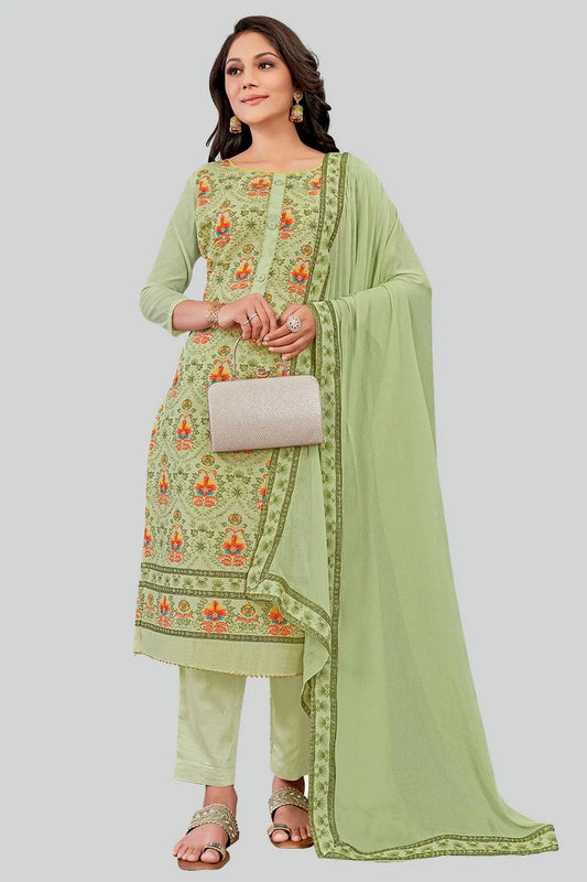 Pista Green Chanderi Silk Pant Style Suit NCSM11112398