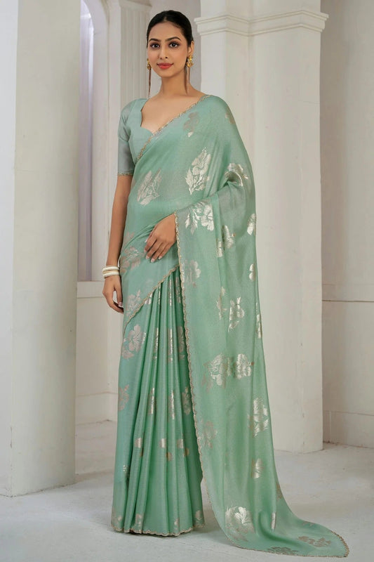 Pista Green Chinon Silk Designer Saree NCSD11210201
