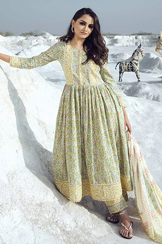 Pista Green Cotton Stitched Salwar Suit NCSS11111891