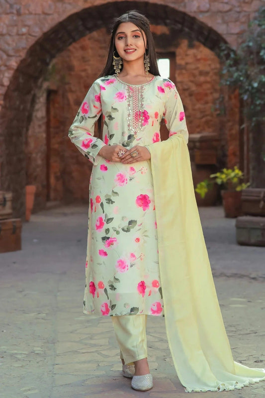 Pista Green Cotton Stitched Suit NCSS11111420