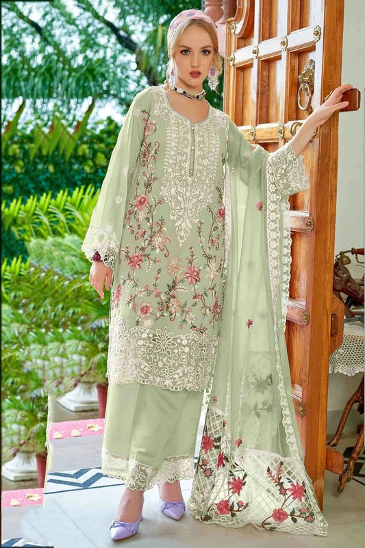 Pista Green Faux Georgette Pakistani Suit NCSM11410214
