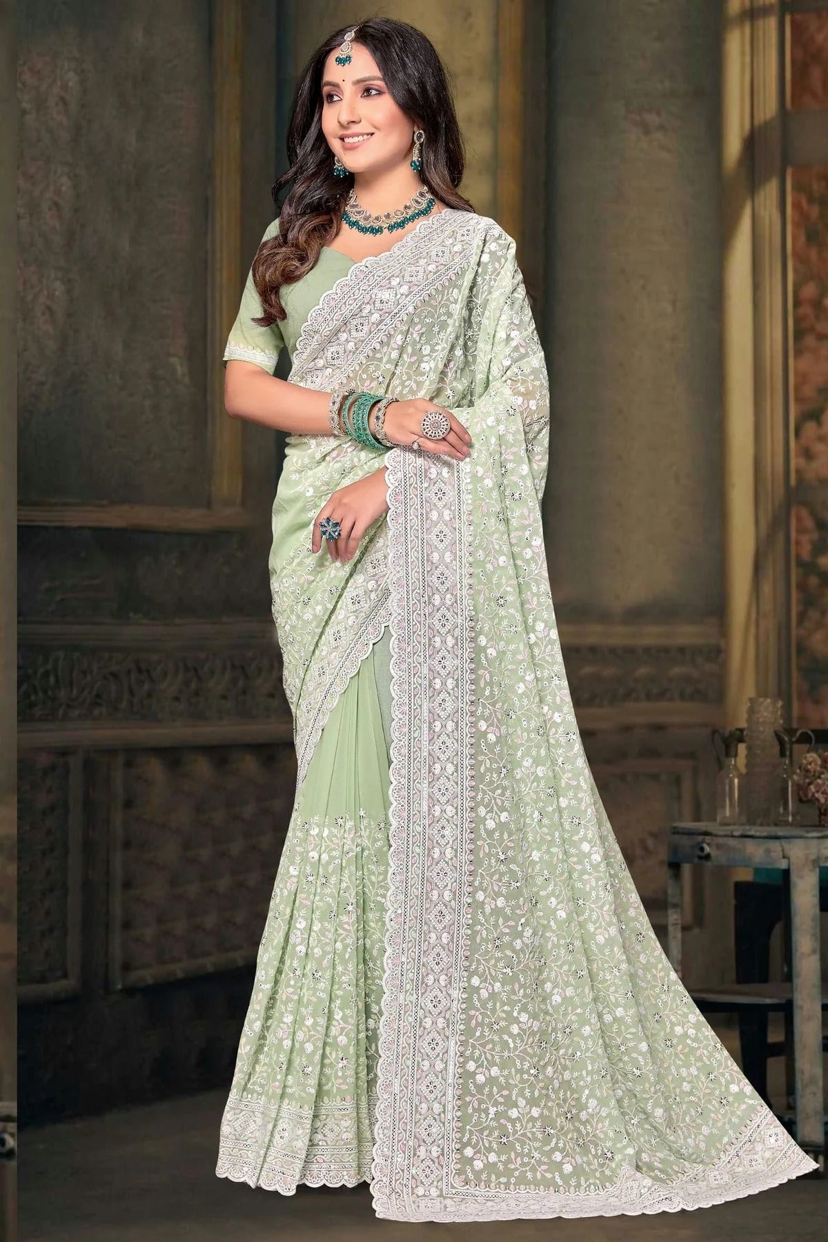 Pista Green Georgette Designer Saree NCSD10910129