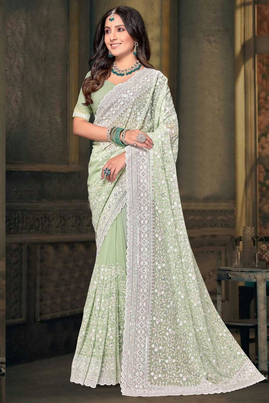 Pista Green Georgette Designer Saree NCSD10910129