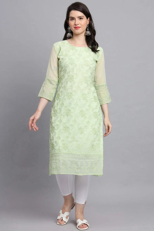 Pista Green Georgette Kurti NCKR11112110