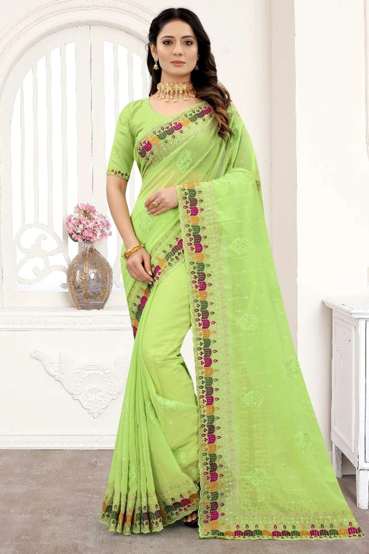 Pista Green Georgette Saree NCSD10910298