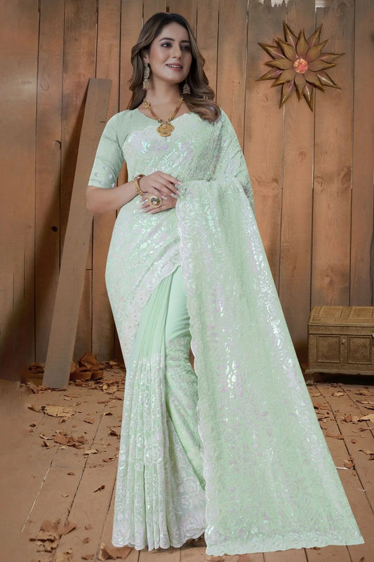 Pista Green Georgette Saree NCSD10910329