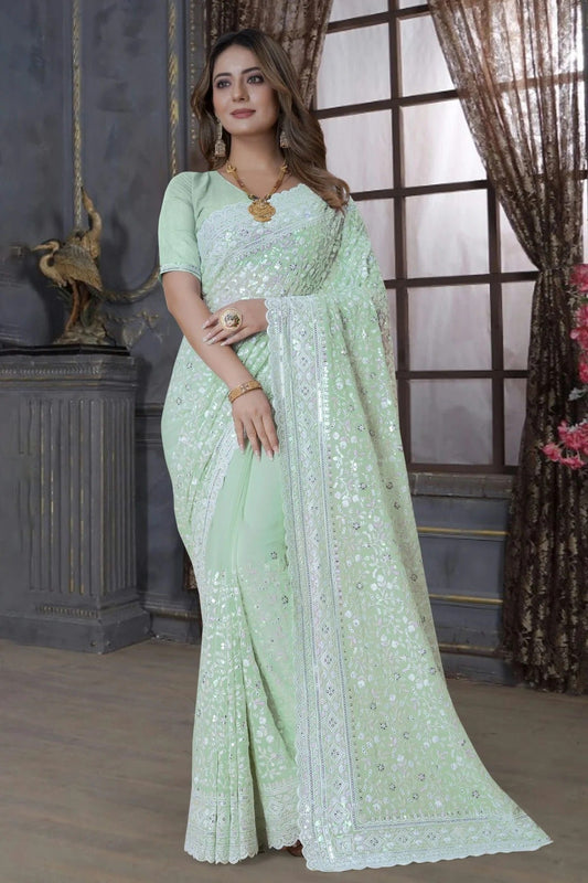 Pista Green Georgette Saree NCSD10910334