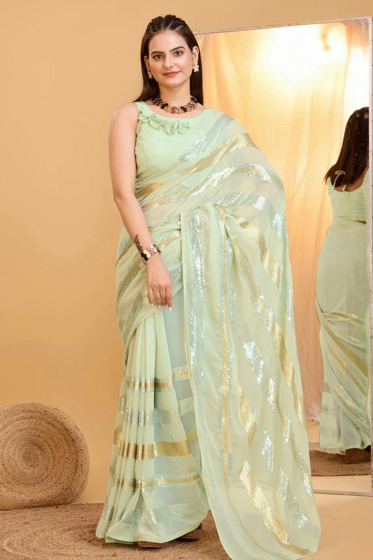 Pista Green Georgette Saree NCSD11112588