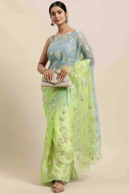 Pista Green Gota Patti Organza Designer Saree NCSD11110584