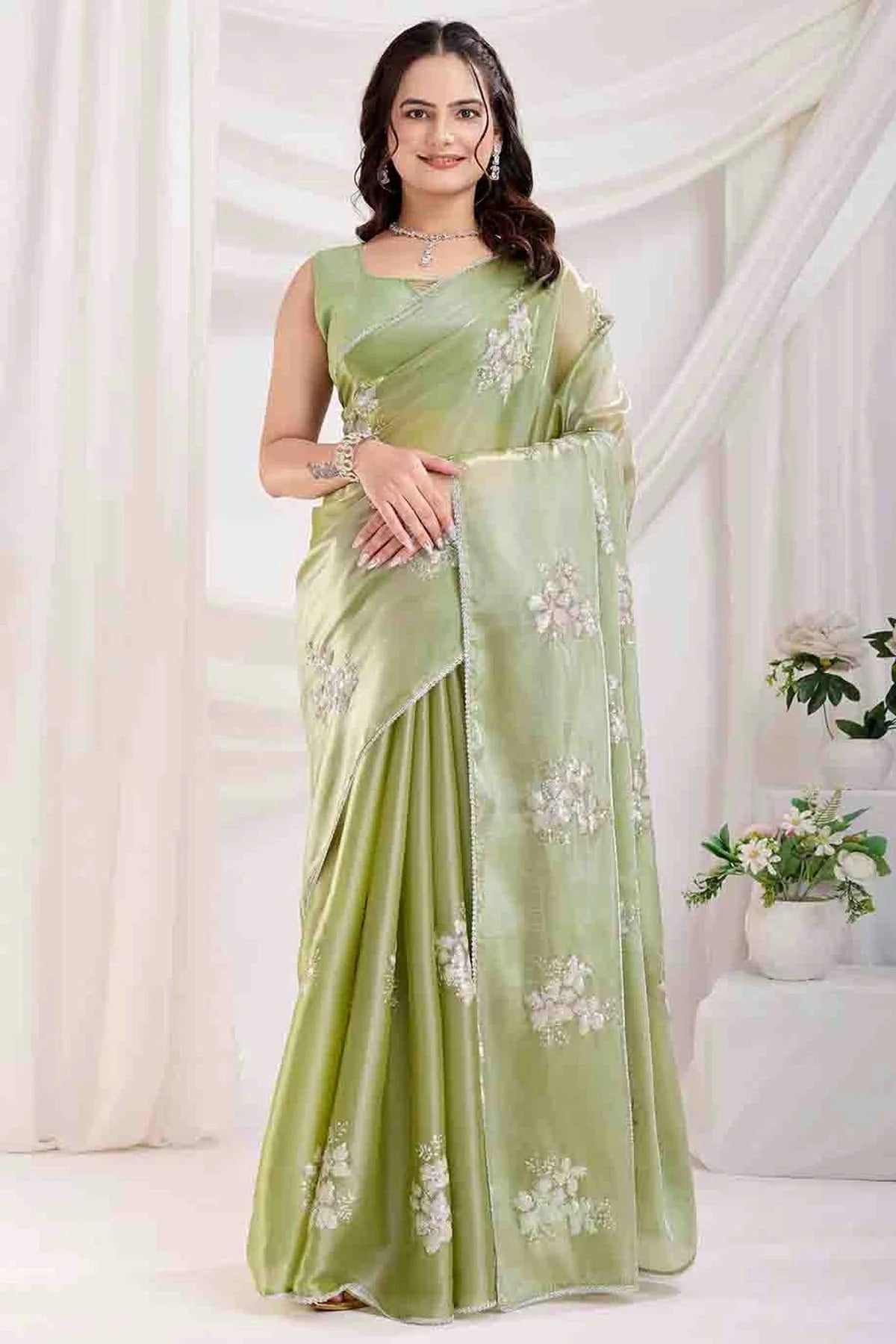 Pista Green Jimmi Choo Designer Saree NCSD11110971