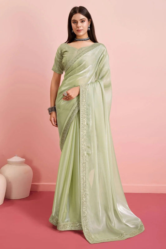Pista Green Jimmy Choo Saree NCSD11112451