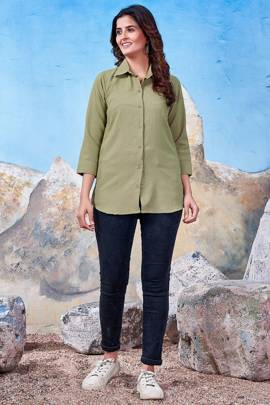 Pista Green Maaza Cotton Solid Readymade Top  NCTP11112314