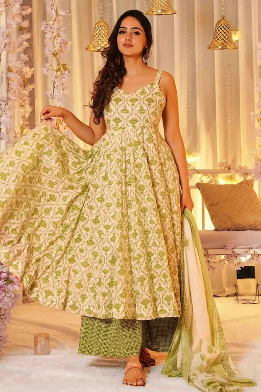 Pista Green Muslin Stitched Suit NCSS11110643