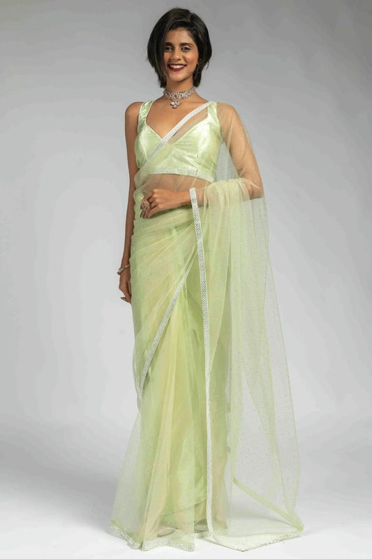 Pista Green Net Ready To Wear Saree NCSD11210100