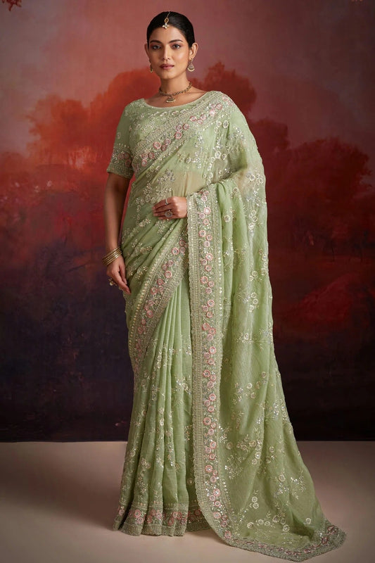 Pista Green Organza Designer Saree NCSD10810190