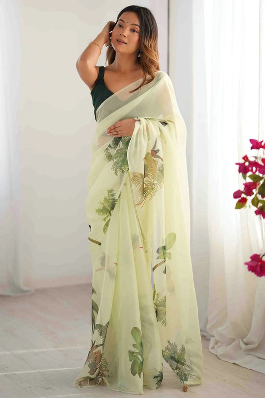 Pista Green Organza Printed Saree NCSD11110124