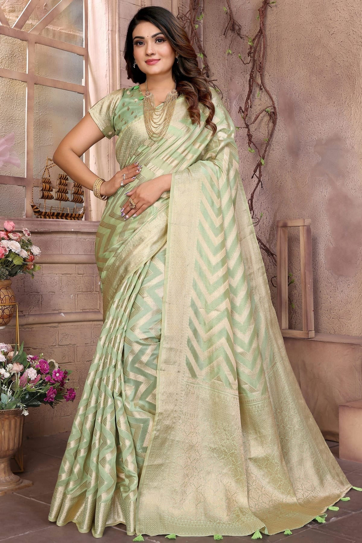 Pista Green Organza Saree NCSD11111058