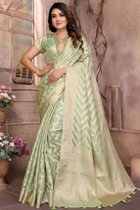 Pista Green Organza Saree NCSD11111058
