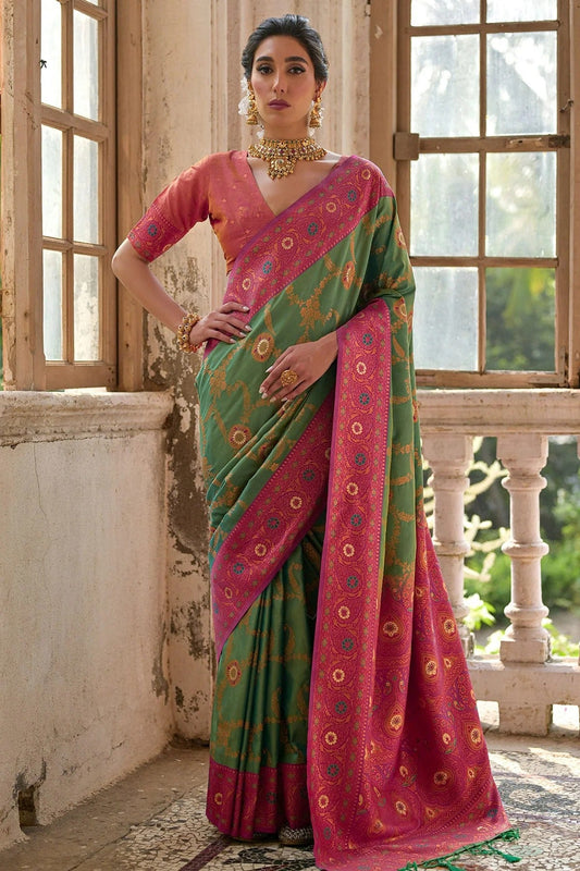 Pista Green Woven Banarasi Silk Saree NCSD12610182