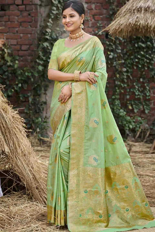 Pista Green Woven Silk Traditional Saree NCSD11010121