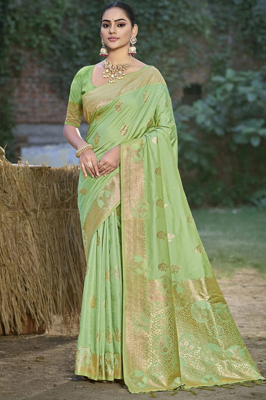Pista Green Woven Silk Traditional Saree NCSD11010162