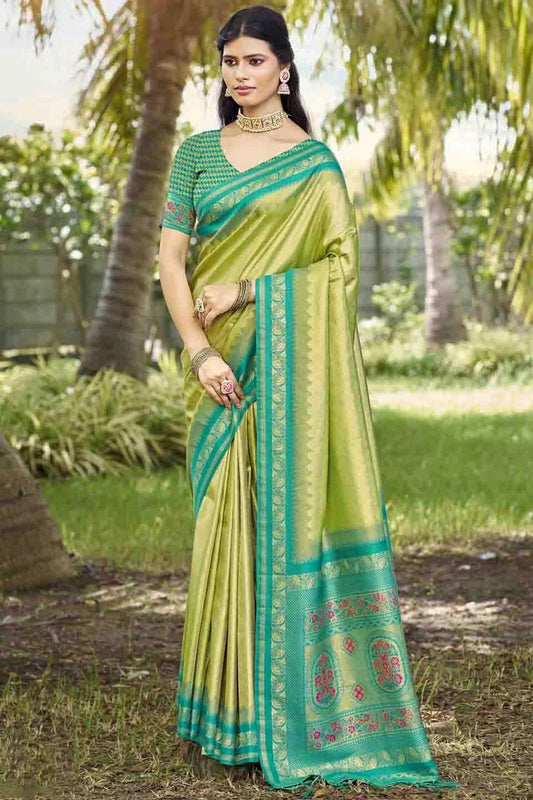 Pista Green Woven Silk Traditional Saree NCSD11010208