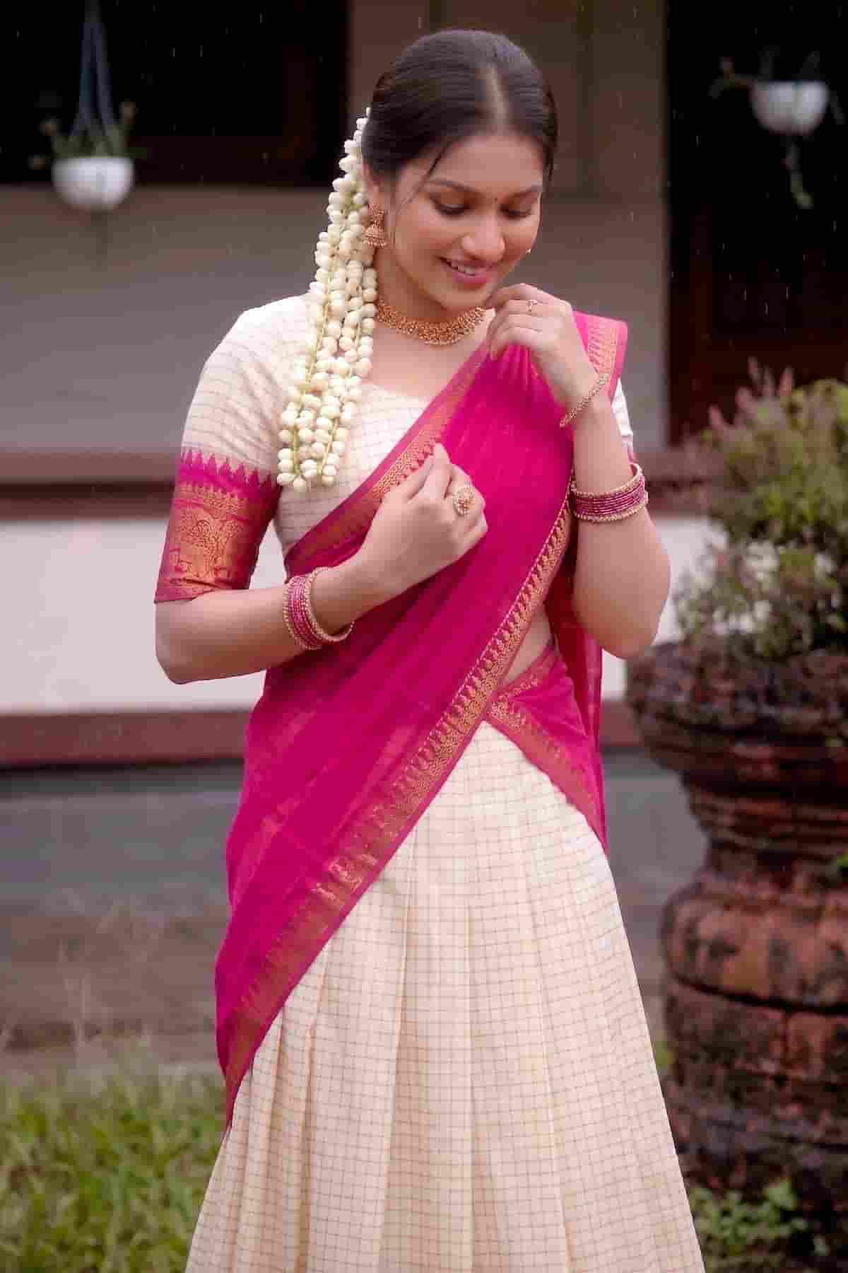 Poly Cotton Zari Woven Work Stitched Lehenga Choli In Pink Colour NCLD1300018