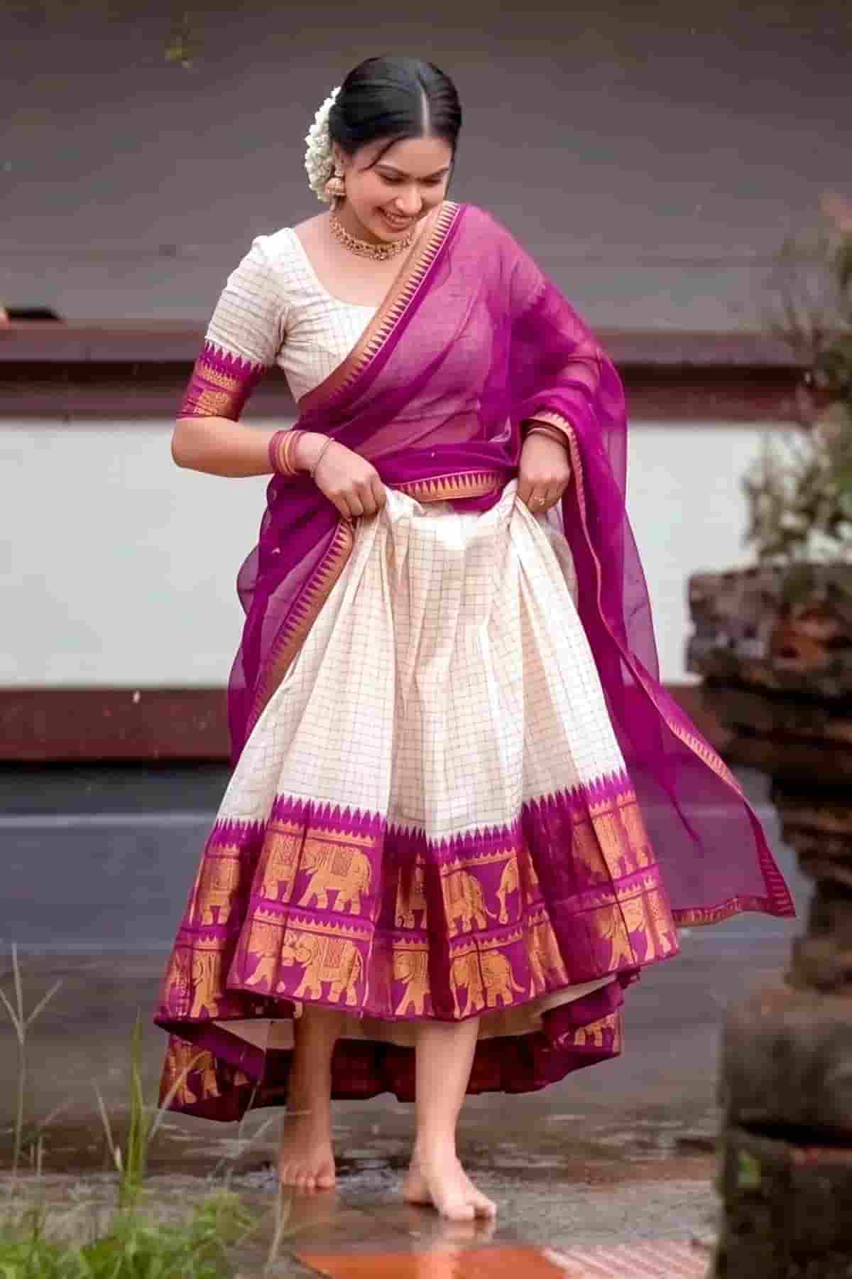 Poly Cotton Zari Woven Work Stitched Lehenga Choli In Wine Colour NCLD1300020