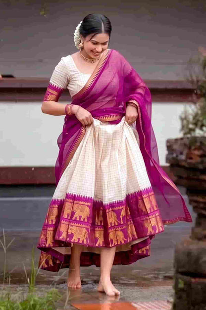 Poly Cotton Zari Woven Work Stitched Lehenga Choli In Wine Colour NCLD1300020