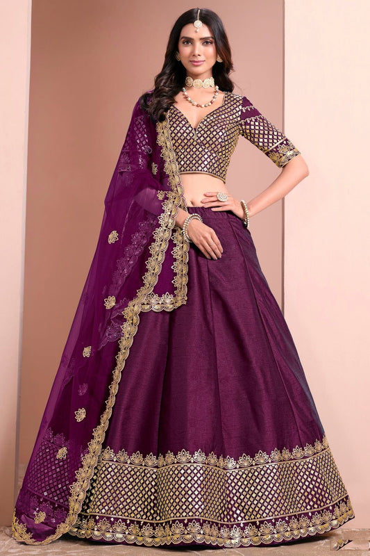 Purple Art Silk Lehenga Choli NCLC10510141