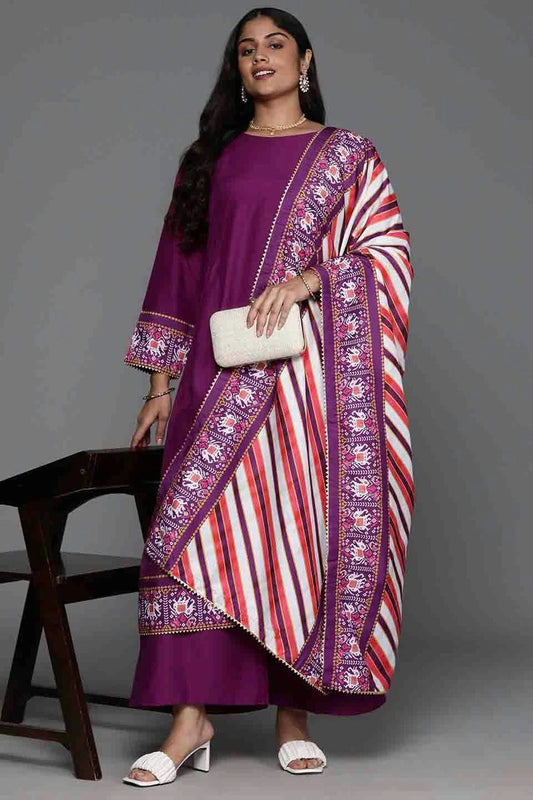 Purple Art Silk Stitched Palazzo Pant Suit NCSS11110212