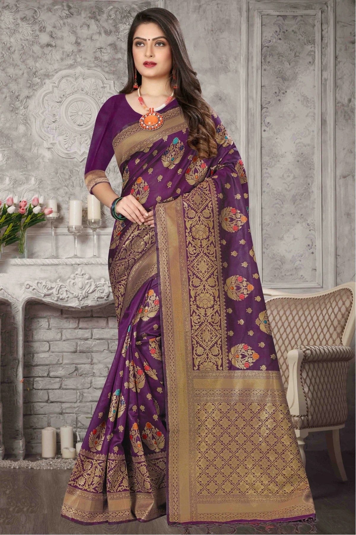 Purple Banarasi Art Silk Traditional Saree NCSD11210757