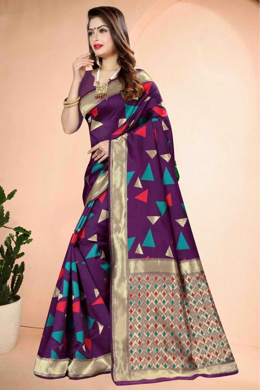 Purple Banarasi Art Silk Traditional Saree NCSD11210780