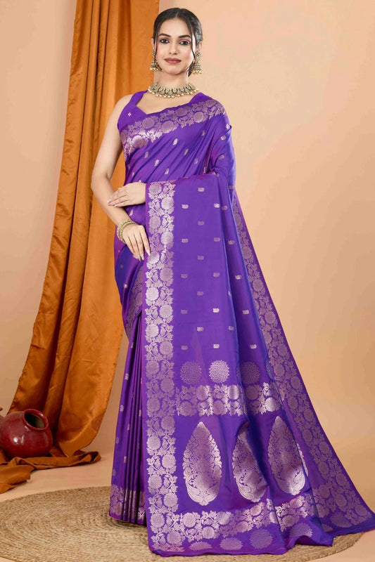 Purple Banarasi Silk Woven Traditional Saree NCSD11110469