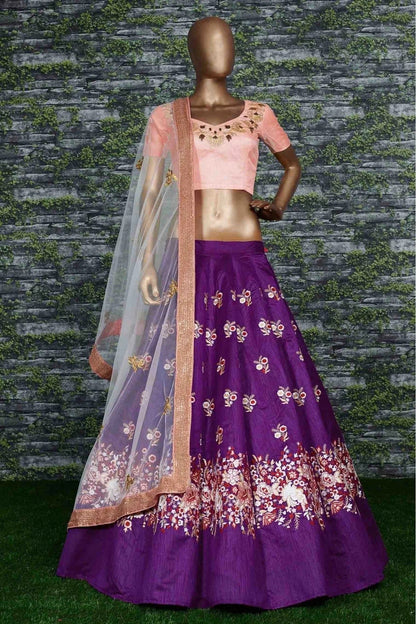 Purple Banglori Silk Lehenga Choli NCLC10110250