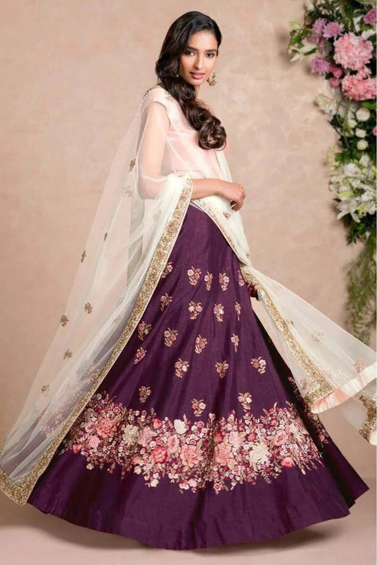 Purple Banglori Silk Lehenga Choli NCLC10110250