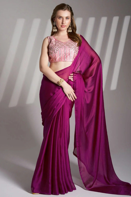 Purple Chiffon Saree NCSD11111039