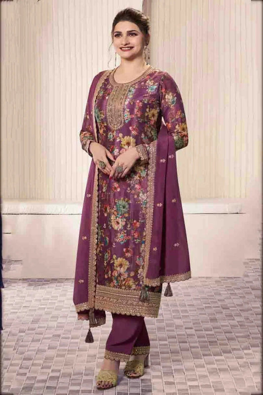 Purple Chinon Pant Style Suit NCSM11410248