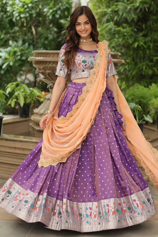 Purple Cosmos Jacquard Embroidery Lehenga Choli NCLC11111998