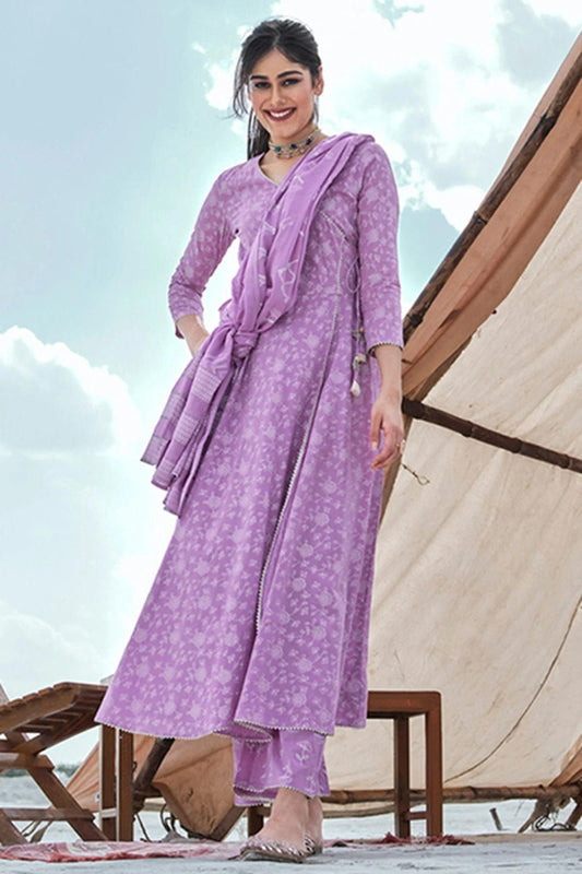Purple Cotton Stitched Salwar Suit NCSS11111892