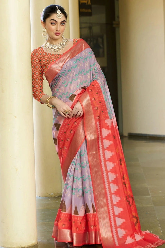 Purple Crepe Traditional Saree NCSD11111655
