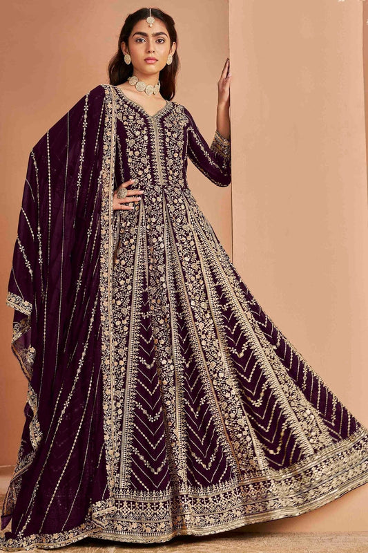 Purple Faux Georgette Anarkali Suit NCSM10510114