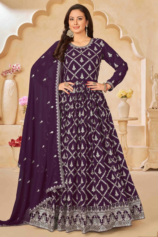 Purple Faux Georgette Anarkali Suit NCSM10510120