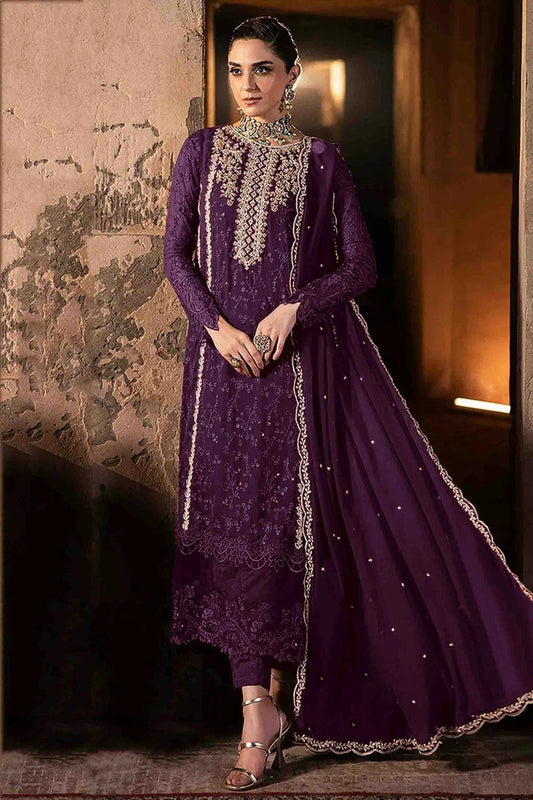 Purple Faux Georgette Pakistani Suit NCSM11410130