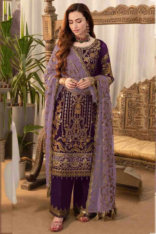 Purple Faux Georgette Pakistani Suit NCSM11410144