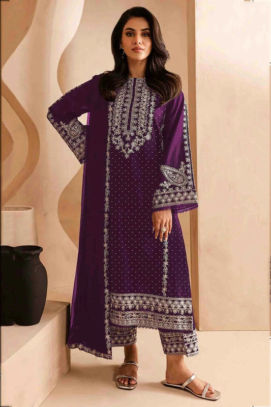 Purple Faux Georgette Pakistani Suit NCSM11410251