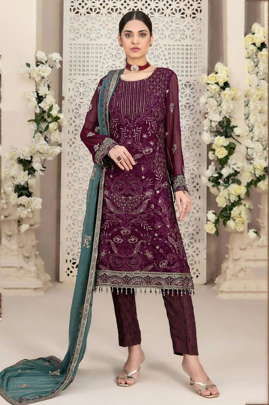 Purple Faux Georgette Pakistani Suit NCSM11410568